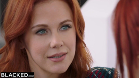 Redhead babe is pleasuring interracial threesome fuck with bbc and her stepmom